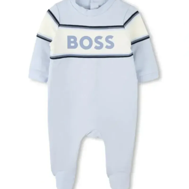 Shop All|Hugo Boss Baby - Boy Footie & Bib Set, Light Blue - cutbabycare.com | baby boutique & care hub