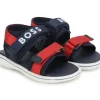 Shop All|Hugo Boss Baby - Boy Navy Blue & Red Logo Sandals - cutbabycare.com | baby boutique & care hub