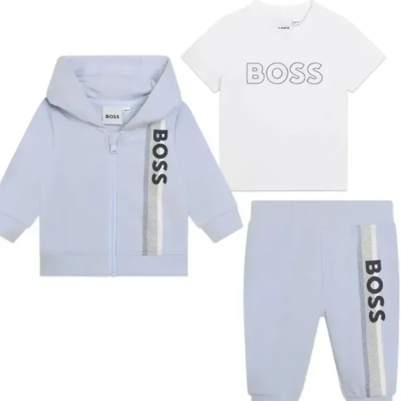 Shop All|Hugo Boss Baby - Boy Sweats & Tee Set, White And Light Blue - cutbabycare.com | baby boutique & care hub