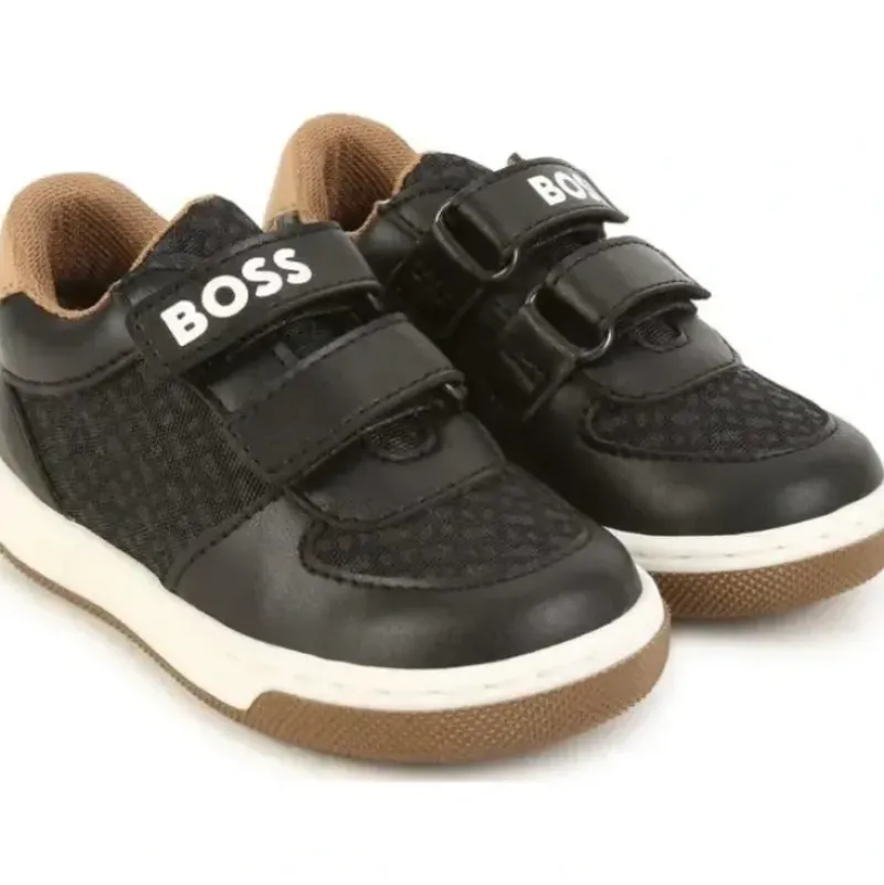 Shop All|Hugo Boss Baby - Boys Black Tan Velcro Sneaker - cutbabycare.com | baby boutique & care hub