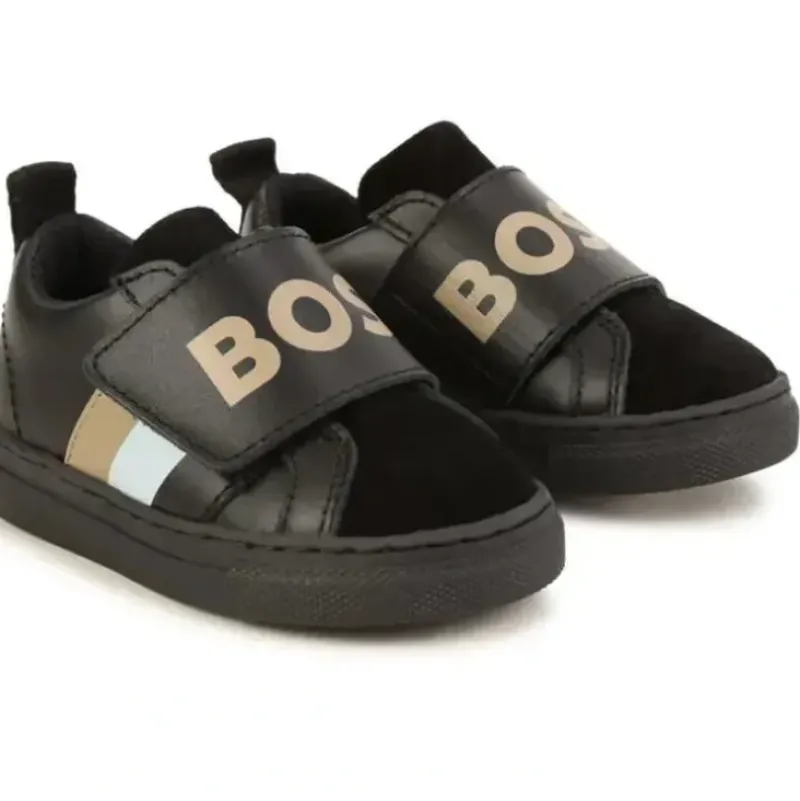 Shop All|Hugo Boss Baby - Boys Black Velcro Logo Trainers - cutbabycare.com | baby boutique & care hub