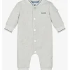 Shop All|Hugo Boss Baby - Boys Grey Cotton Romper - cutbabycare.com | baby boutique & care hub
