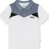 Shop All|Hugo Boss Baby - Colorblock Short Sleeve Pique Polo, White/Blue - cutbabycare.com | baby boutique & care hub