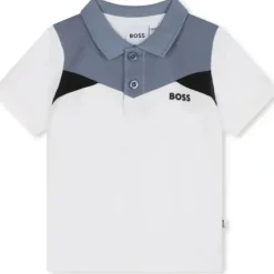 Shop All|Hugo Boss Baby - Colorblock Short Sleeve Pique Polo, White/Blue - cutbabycare.com | baby boutique & care hub