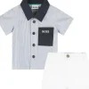 Shop All|Hugo Boss Baby - Cotton Twill Shorts & Top Boy, White/Blue - cutbabycare.com | baby boutique & care hub