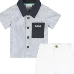 Shop All|Hugo Boss Baby - Cotton Twill Shorts & Top Boy, White/Blue - cutbabycare.com | baby boutique & care hub