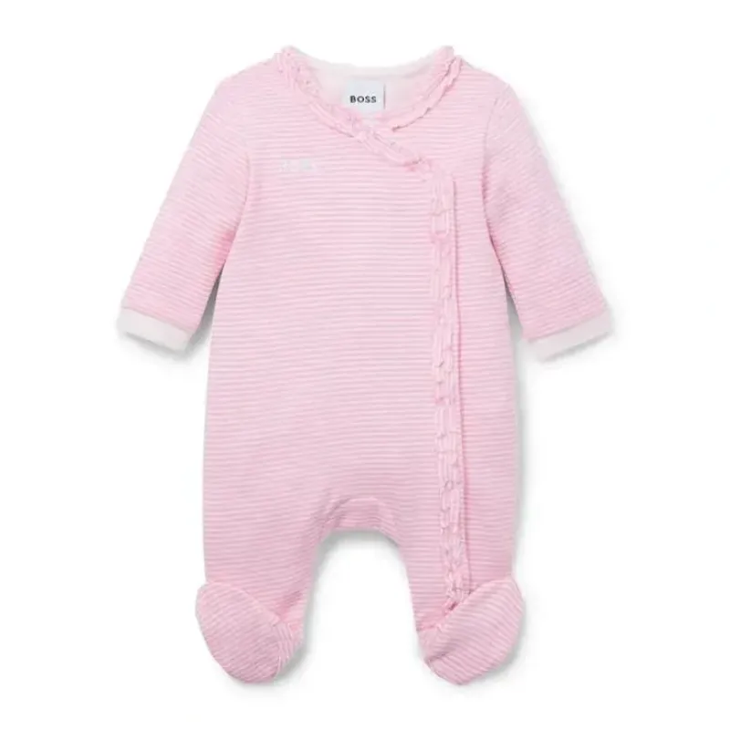 Shop All|Hugo Boss Baby - Girl Footie, Pink Pale - cutbabycare.com | baby boutique & care hub