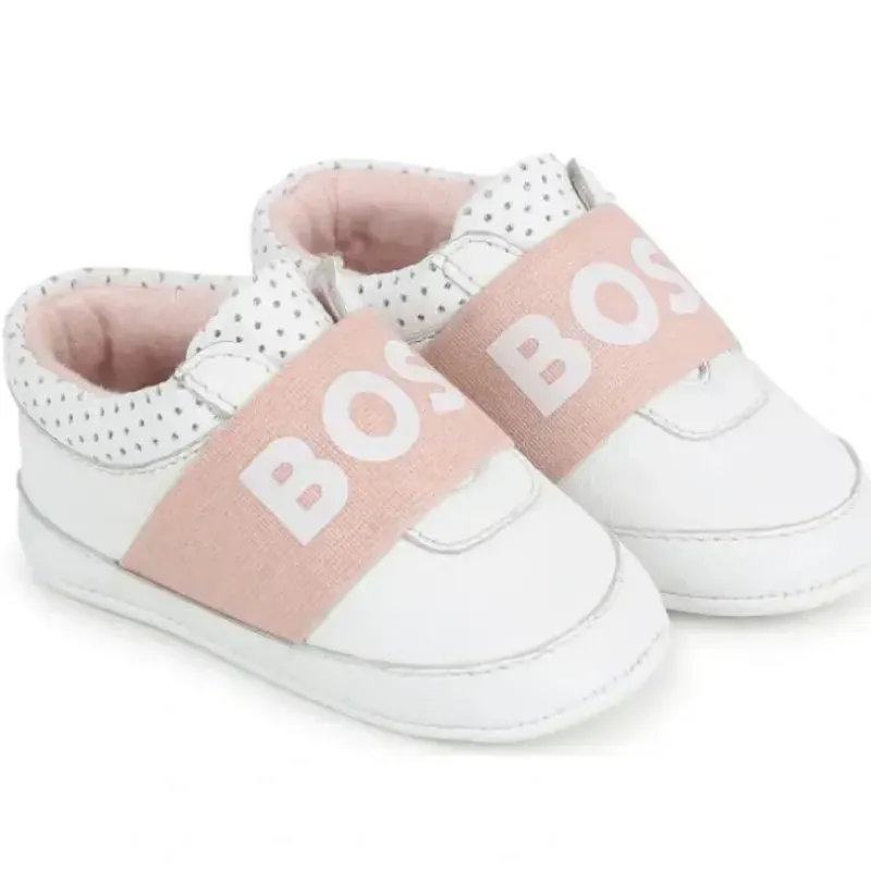 Shop All|Hugo Boss Baby - Girl Leather Slippers, White - cutbabycare.com | baby boutique & care hub