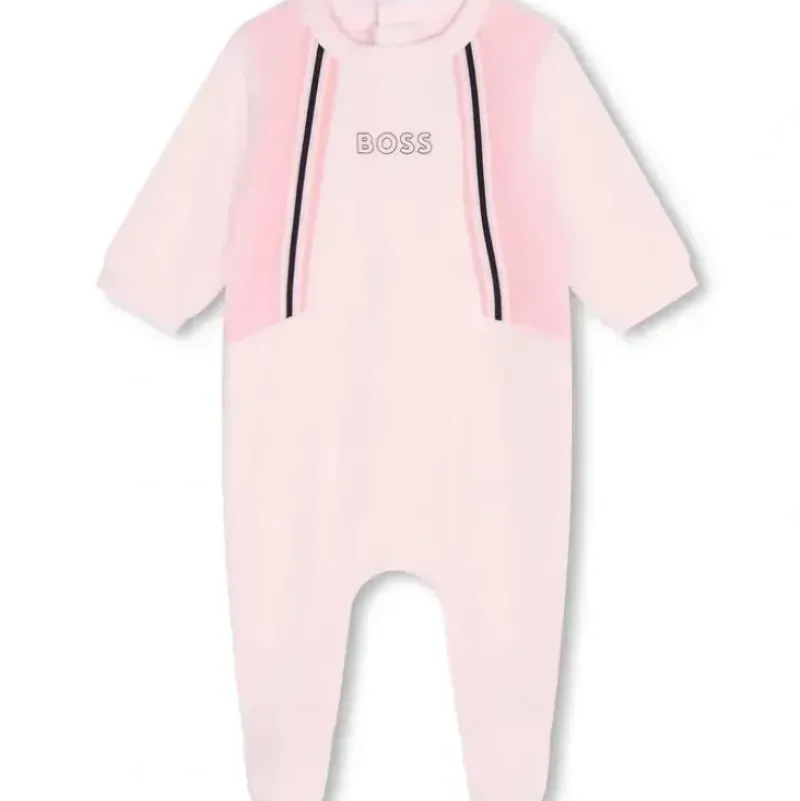 Shop All|Hugo Boss Baby - Girl Long Sleeve Footie, Pink - cutbabycare.com | baby boutique & care hub