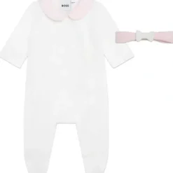 Shop All|Hugo Boss Baby - Girl Sleepsuit And Headband Set, Off White - cutbabycare.com | baby boutique & care hub