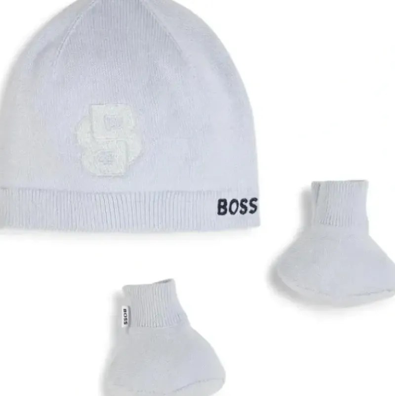 Shop All|Hugo Boss Baby - Knit Hat & Booties Set, Light Blue - cutbabycare.com | baby boutique & care hub