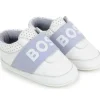 Shop All|Hugo Boss Baby - Leather Slippers Boy Sneaker, White And Light Blue - cutbabycare.com | baby boutique & care hub