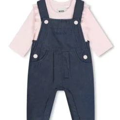 Shop All|Hugo Boss Baby - Long Sleeve Tee & Overalls & Blanket Set, Denim/Pink - cutbabycare.com | baby boutique & care hub