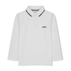 Shop All|Hugo Boss Baby - Long Sleeve Pique Polo, White - cutbabycare.com | baby boutique & care hub