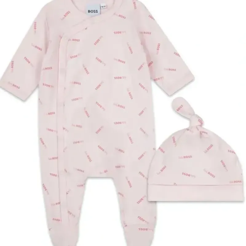 Shop All|Hugo Boss Baby - Long Sleeve Bodysuit & Hat, Pink Pale - cutbabycare.com | baby boutique & care hub
