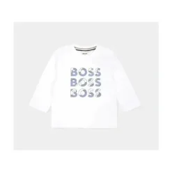 Shop All|Hugo Boss Baby - Long Sleeve Tee Multi Logo Printed, White - cutbabycare.com | baby boutique & care hub