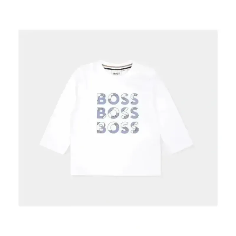 Shop All|Hugo Boss Baby - Long Sleeve Tee Multi Logo Printed, White - cutbabycare.com | baby boutique & care hub