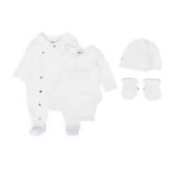 Shop All|Hugo Boss Baby - Monogram Jacquard Pajamas, White - cutbabycare.com | baby boutique & care hub