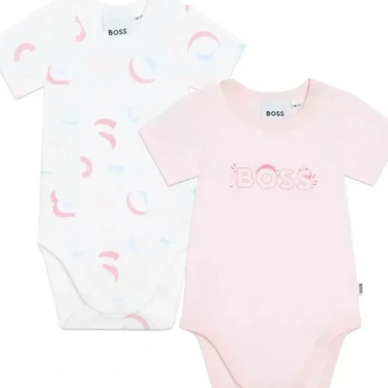 Shop All|Hugo Boss Baby - 2Pk Baby Onesies Set, White/Pink - cutbabycare.com | baby boutique & care hub