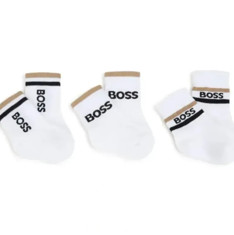 Shop All|Hugo Boss Baby - 3Pk Socks White & Beige - cutbabycare.com | baby boutique & care hub