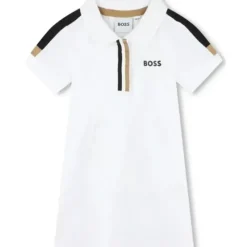 Shop All|Hugo Boss Baby - Polo Dress Girl, White/Beige - cutbabycare.com | baby boutique & care hub