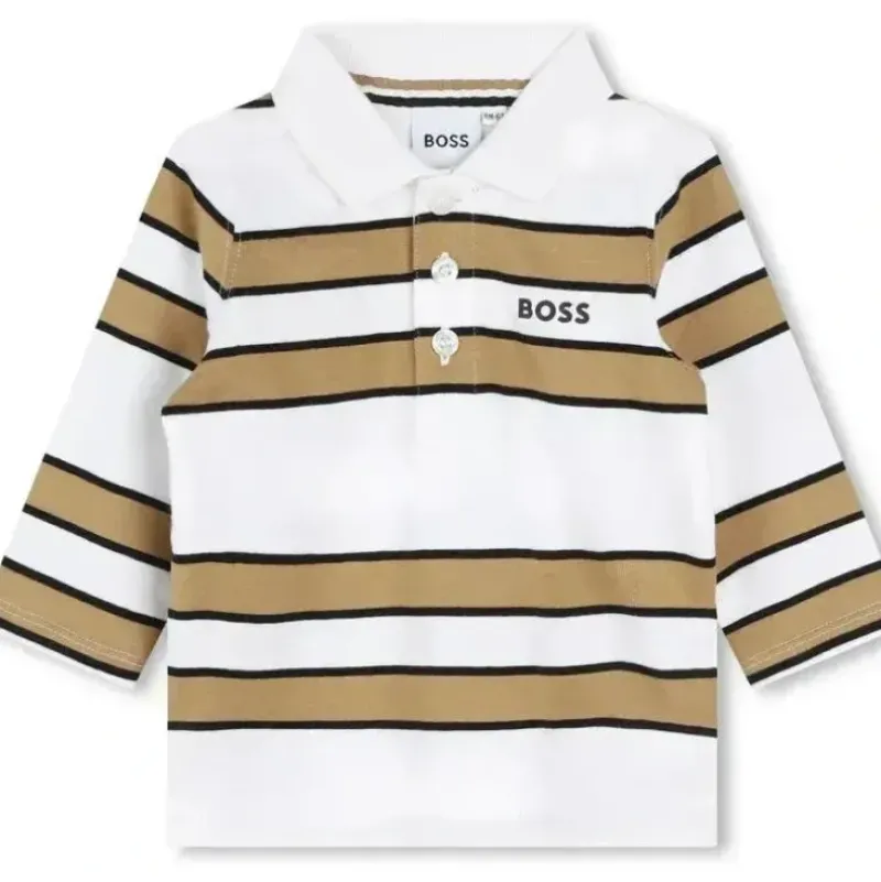 Shop All|Hugo Boss Baby - Stripped Long Sleeve Polo, White - cutbabycare.com | baby boutique & care hub