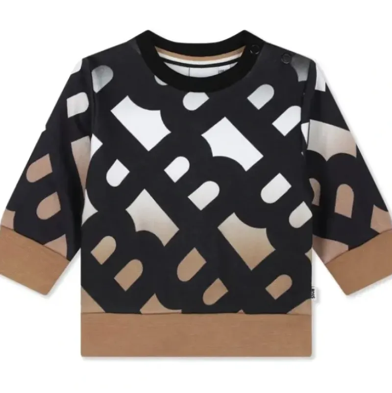 Shop All|Hugo Boss Baby - Sweatshirt Allover B Monogram, Black/Beige - cutbabycare.com | baby boutique & care hub