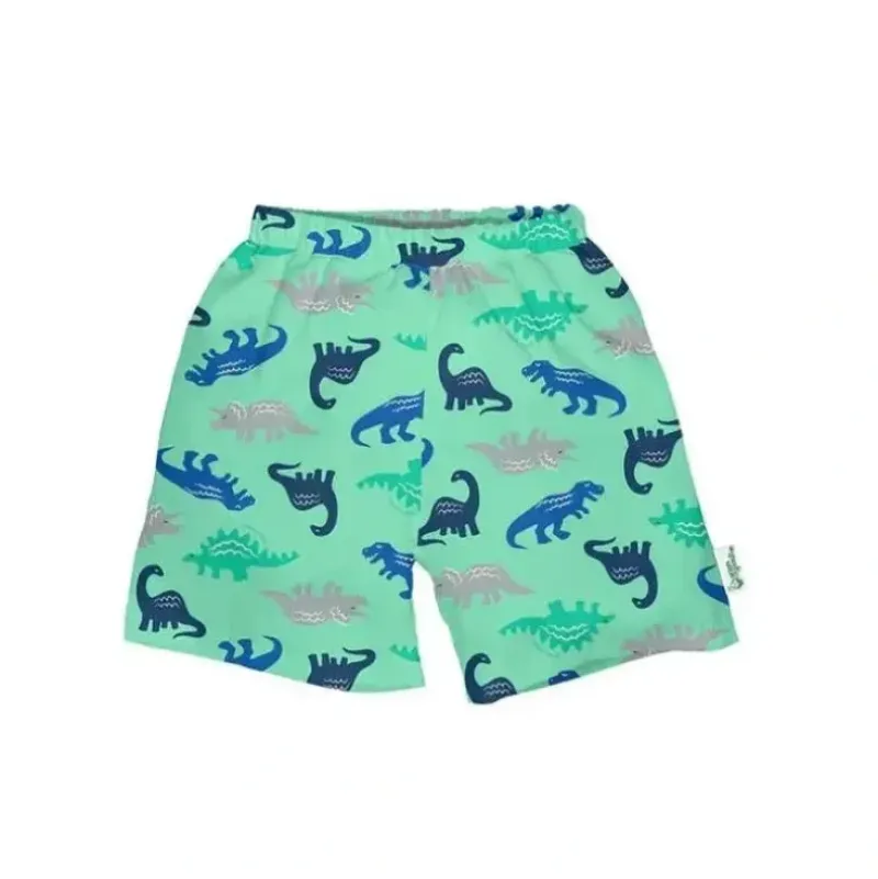 Shop All|Iplay - Classic Trunks with Built-in Reusable Absorbent Swim Diaper, Seafoam Simple Dino - cutbabycare.com | baby boutique & care hub