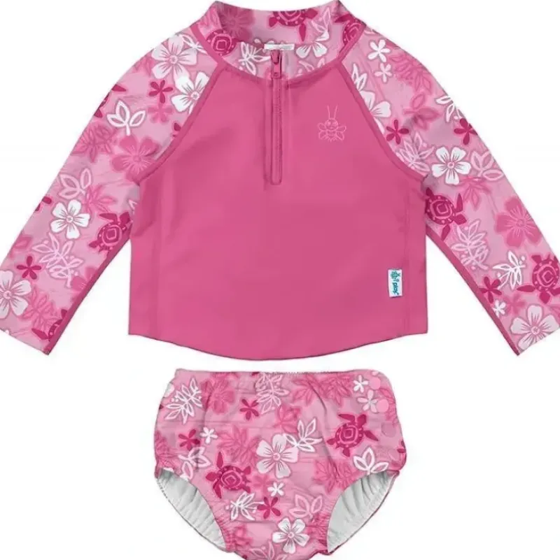 Shop All|Iplay - 2Pc Rashguard Set With Reusable Swim Diaper, Pink Hawaiian Turtle - cutbabycare.com | baby boutique & care hub