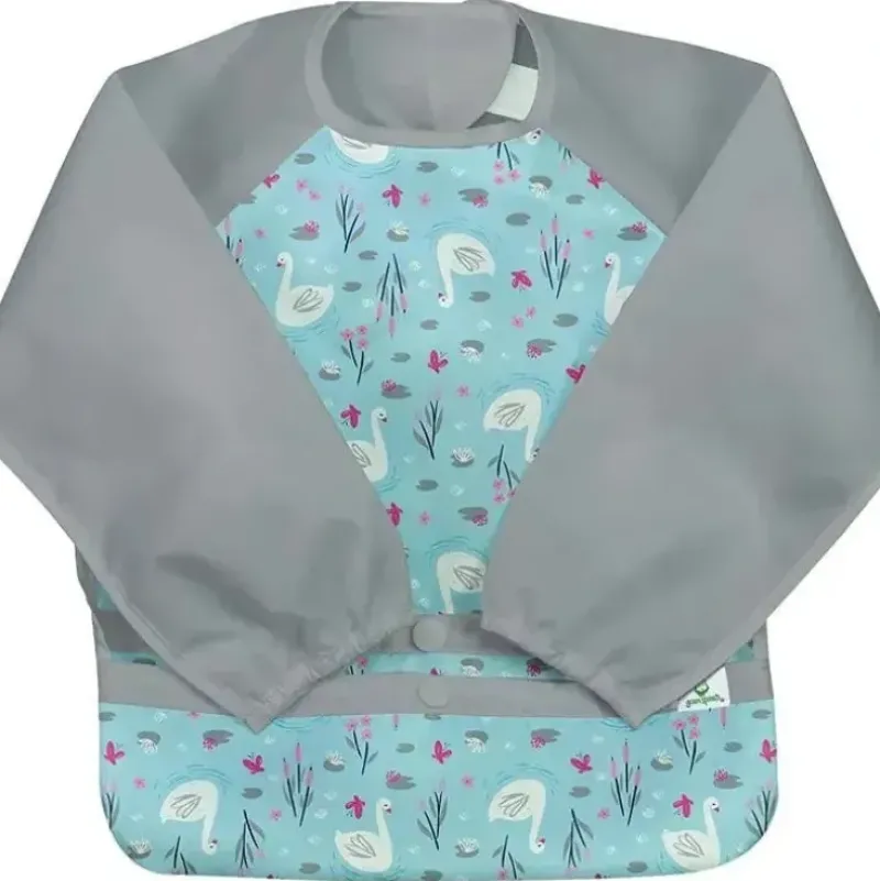 Shop All|Iplay - Snap & Go Easy-Wear Long Sleeve Bib, Aqua Swan - cutbabycare.com | baby boutique & care hub