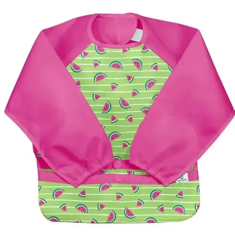 Shop All|Iplay - Snap & Go Easy-Wear Long Sleeve Bib, Green Watermelon Stripe - cutbabycare.com | baby boutique & care hub