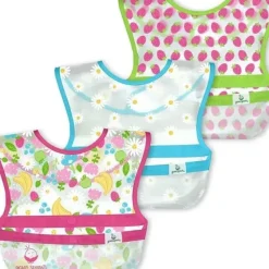 Health Safety|Iplay - Snap & Go Wipe-Off Bibs (3Pk), Pink Fruit Floral, 9-18 Months - cutbabycare.com | baby boutique & care hub