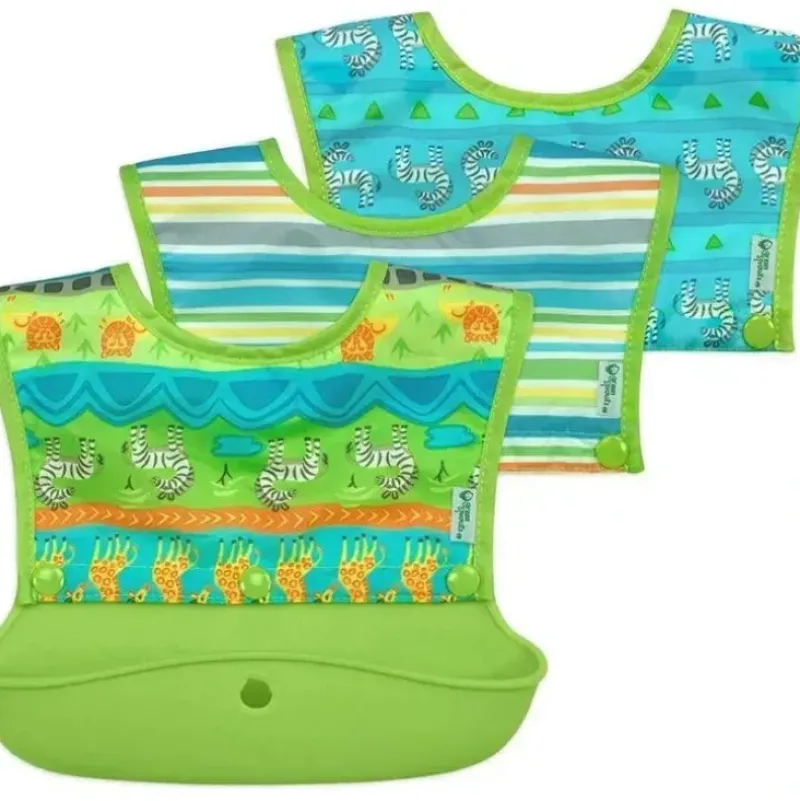 Shop All|I-Play Green Spouts Snap & Go Long Sleeve Bib, Green Safari, Size 6-18M - cutbabycare.com | baby boutique & care hub