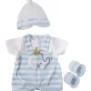 Shop All|JC Toys - Berenguer Boutique Baby Doll Outfit, Blue Stripes and White Overall Shorts with Headband, and Booties, Ages 2+ - cutbabycare.com | baby boutique & care hub