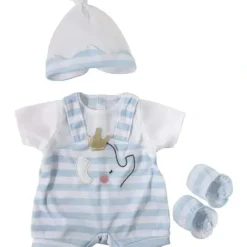 Shop All|JC Toys - Berenguer Boutique Baby Doll Outfit, Blue Stripes and White Overall Shorts with Headband, and Booties, Ages 2+ - cutbabycare.com | baby boutique & care hub