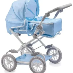 Stroller|JC Toys - Berenguer Boutique, Deluxe Foldable Baby Doll Stroller with Canopy, Blue - cutbabycare.com | baby boutique & care hub