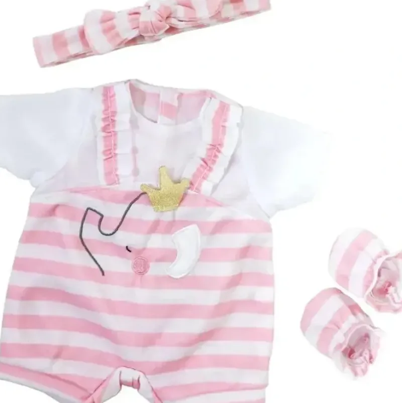 Shop All|JC Toys - Berenguer Boutique Baby Doll Outfit, Pink Stripes and White Overall Shorts, Ages 2+ - cutbabycare.com | baby boutique & care hub