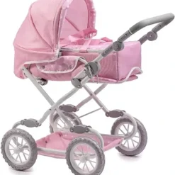 Stroller|JC Toys - Berenguer Boutique, Deluxe Foldable Baby Doll Stroller with Canopy, Pink - cutbabycare.com | baby boutique & care hub