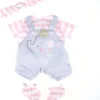 Shop All|JC Toys - Berenguer Boutique Baby Doll Outfit, Gray Overall Shorts with Pink Stripes, Ages 2+ - cutbabycare.com | baby boutique & care hub