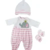 Shop All|JC Toys - Berenguer Boutique Baby Doll Outfit, Pink Striped Long Onesie, Ages 2+ - cutbabycare.com | baby boutique & care hub