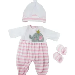 Shop All|JC Toys - Berenguer Boutique Baby Doll Outfit, Pink Striped Long Onesie, Ages 2+ - cutbabycare.com | baby boutique & care hub