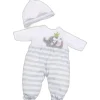 Shop All|JC Toys - Berenguer Boutique Baby Doll Outfit, Gray Striped Long Onesie, Ages 2+ - cutbabycare.com | baby boutique & care hub