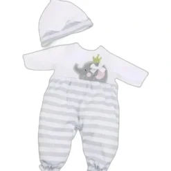 Shop All|JC Toys - Berenguer Boutique Baby Doll Outfit, Gray Striped Long Onesie, Ages 2+ - cutbabycare.com | baby boutique & care hub