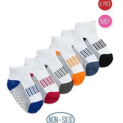 Shop All|Jefferies Socks Baby Boy Sporty Half Cushion Quarter Socks, 6-Pack - cutbabycare.com | baby boutique & care hub