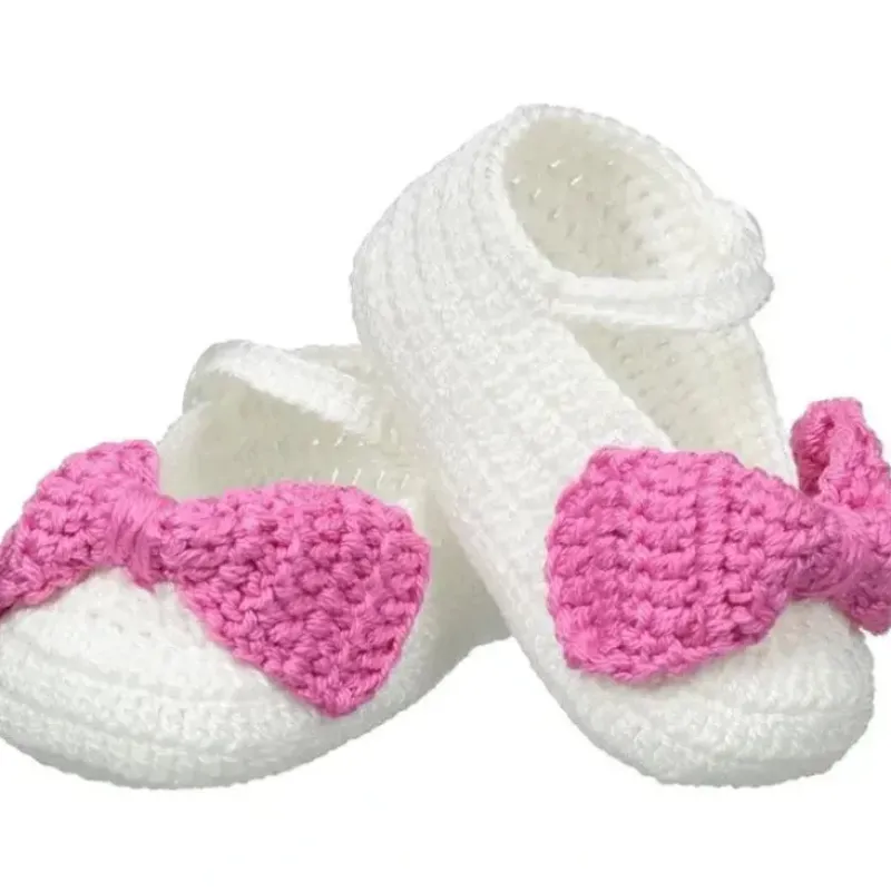 Shop All|Jefferies Socks Baby-Girls Newborn Mary Jane Bow Crochet Bootie, White/Bubblegum - cutbabycare.com | baby boutique & care hub