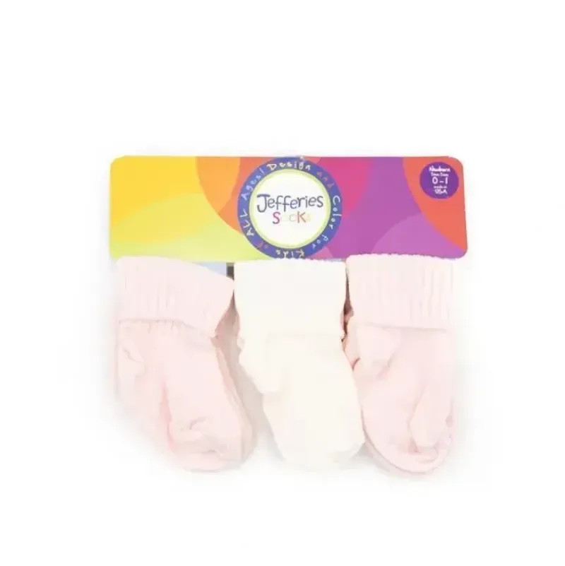 Shop All|Jefferies Socks 6Pk Cotton Turn Cuff Light Pink & White Baby Girl Socks - cutbabycare.com | baby boutique & care hub