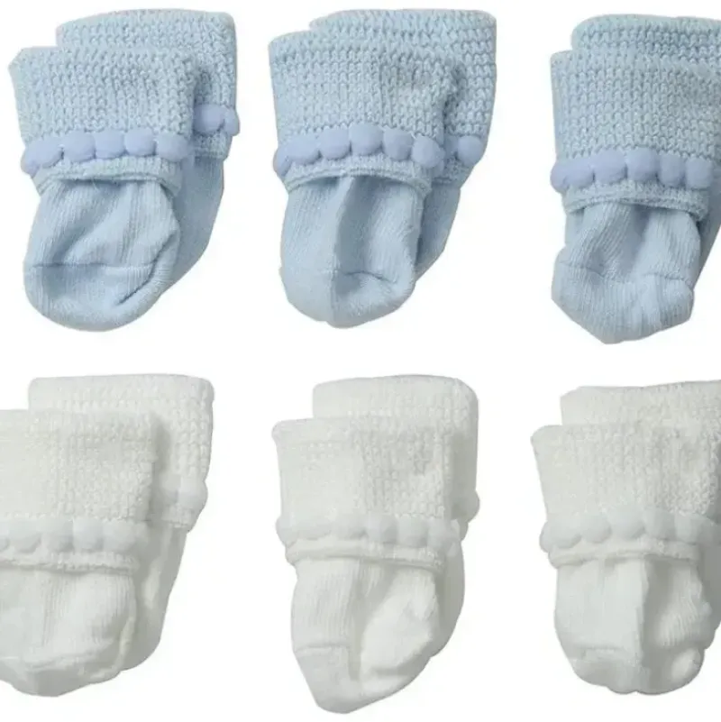 Shop All|Jefferies Socks Rock-A-Bye Bootie, 6-Pack, White/Blue - cutbabycare.com | baby boutique & care hub