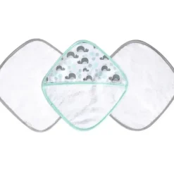 Bath Potty|JJ Cole Washcloth and Bath Mitt Set, Aqua Whales - cutbabycare.com | baby boutique & care hub
