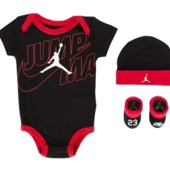 Shop All|Jordan - Baby Boy 3Pk Jumpsuit & Hat & Bootie, Black/Red - cutbabycare.com | baby boutique & care hub