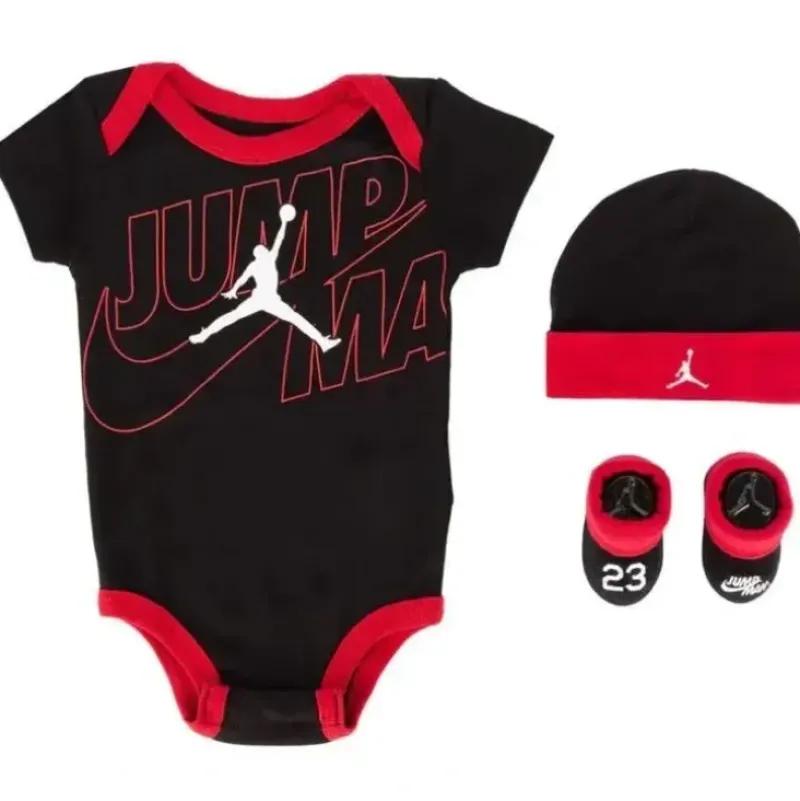 Shop All|Jordan - Baby Boy 3Pk Jumpsuit & Hat & Bootie, Black/Red - cutbabycare.com | baby boutique & care hub